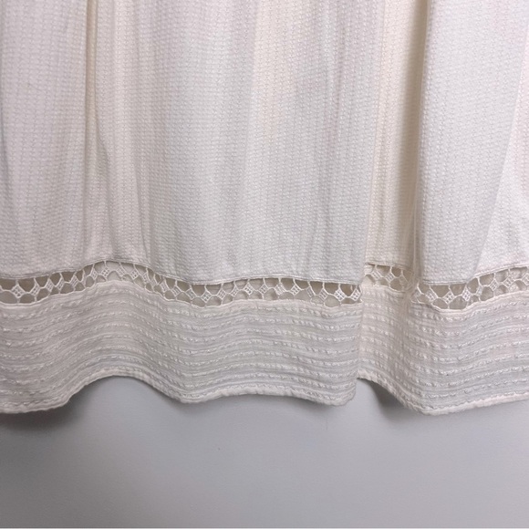 Lucky Brand Ivory Textured Soft Button Up 3/4 Sleeve Decorative Gauzy Blouse - Picture 11 of 12